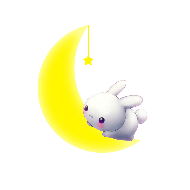 爬在月亮上的萌兔
