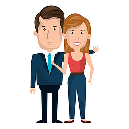 恩恩爱爱的卡通夫妻