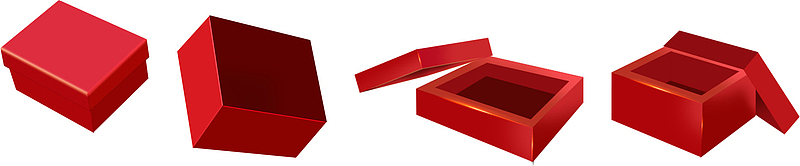 装礼品/产品的红色彩盒/礼盒侧面方向