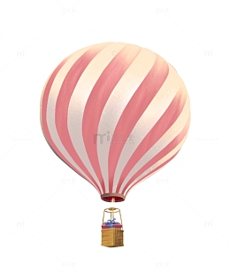 红色的手绘热气球