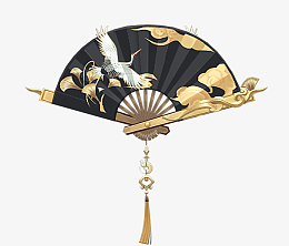 黑金仙鹤扇子