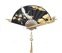 黑金仙鹤扇子