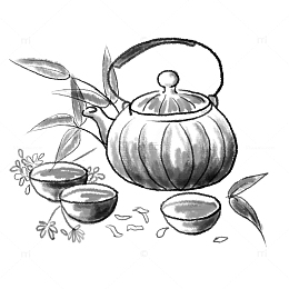 白露古风清茶小清新水墨风茶元素