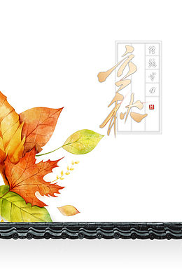 秋天立秋屋檐树叶二十四节气