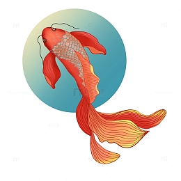 锦鲤国潮风手绘插画