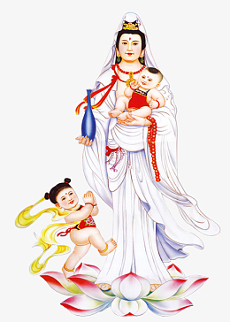 png送子观音送子pngaipng一片茶叶卡通茶叶pngaipng红色茗茶茶印png