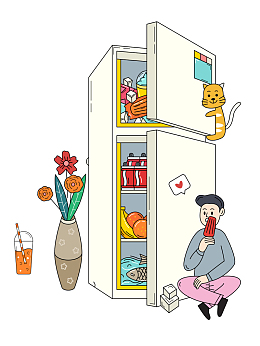 冰柜冰箱卡通元素