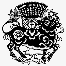 丰收牛年 剪纸画  稻谷