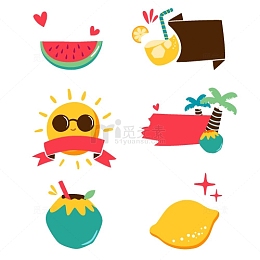 矢量夏日水果标签元素