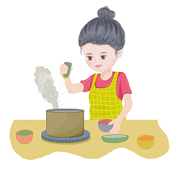 在厨房做饭的妈妈