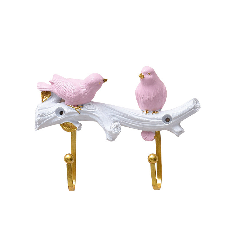 2只 粉色小鸟 钥匙挂钩  家居装饰用品