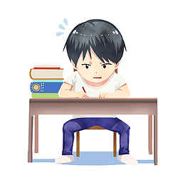 奋笔疾书手绘卡通图片