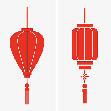 红色手绘灯笼素材