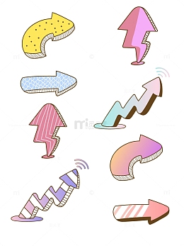 彩色卡通箭头元素图