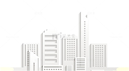 免抠白色大楼城市简约剪影