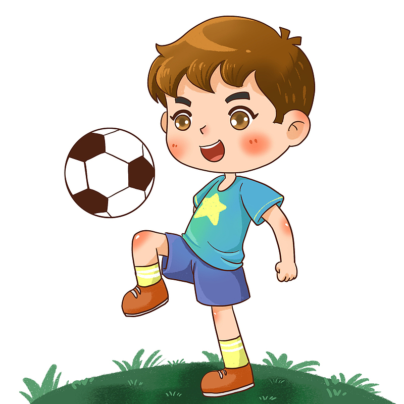 踢足球的可爱小男孩