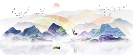 古风手绘卡通背景图