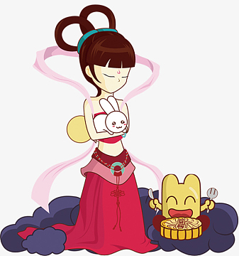 嫦娥抱玉兔吃月饼