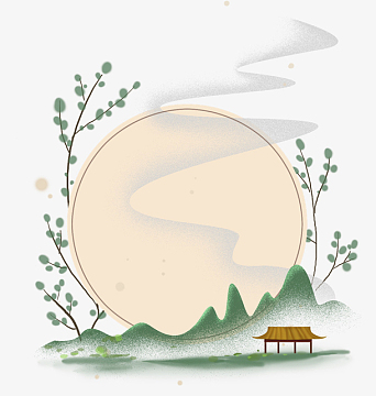 小山,装饰,青色,花,卡通,矢量,古风