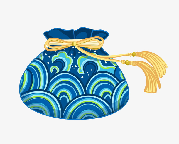 卡通中国风蓝色海浪香囊图片
