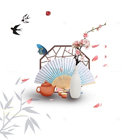 手绘水杯窗子元素