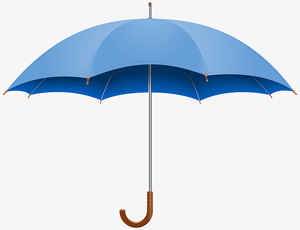手绘卡通蓝色撑开的伞