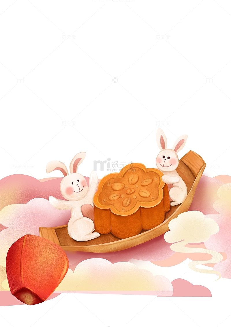 中秋海报元素月兔月饼
