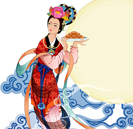 端月饼的古典美女祥云