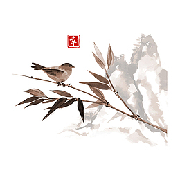 中国  古风  山水画   水墨画