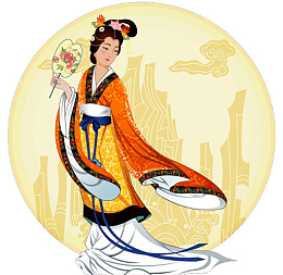 中秋古典摇扇美女月亮图