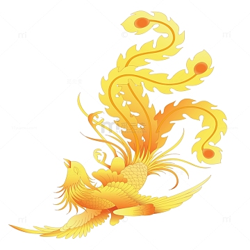 国潮风手绘金凤凰psdpng金色凤凰png金色凤凰png荆州金凤艺术雕刻png