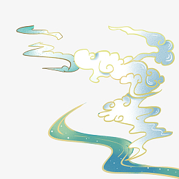 国潮风云朵飘带河流