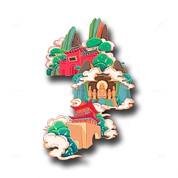 国潮风寺庙佛祖山体云组合文件