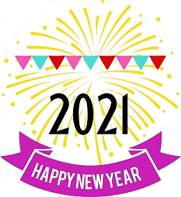 2021烟花彩旗装饰元素