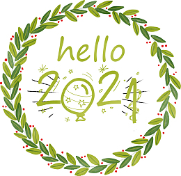 你好2021漂亮树叶花环创意设计元素