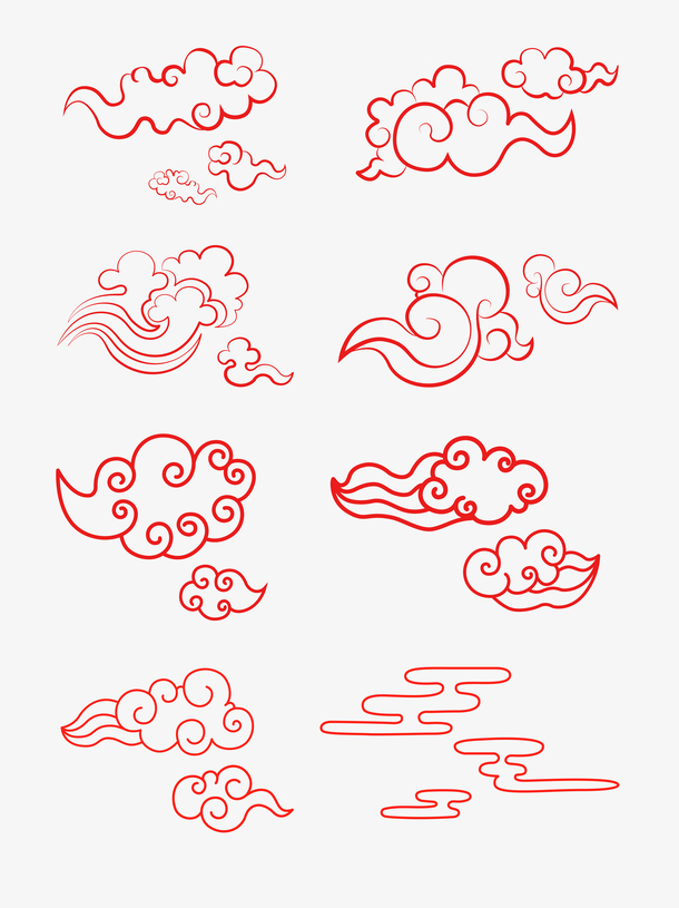 祥云中国风底纹红色矢量元素