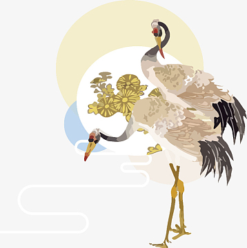 古风仙鹤插画免扣