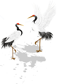古风仙鹤免扣插画