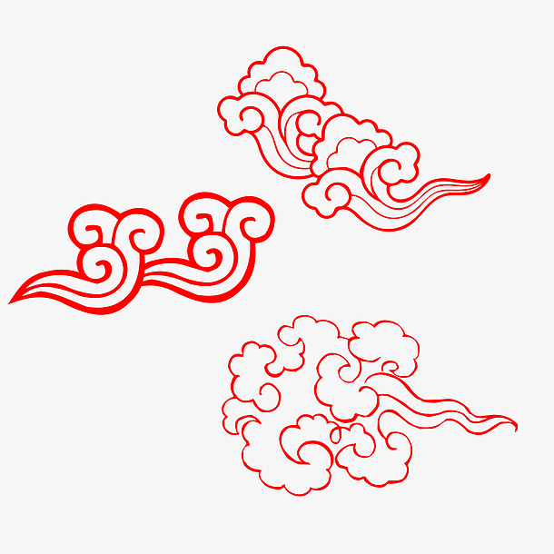 祥云红色祥云复古元素装饰图案中式元素