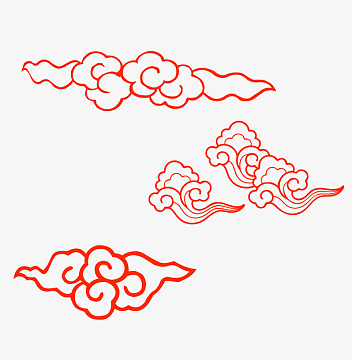 祥云复古元素中国风线条祥云装饰元素