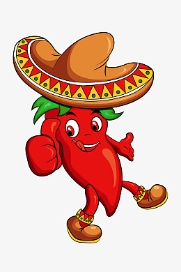 可爱红辣椒卡通插画