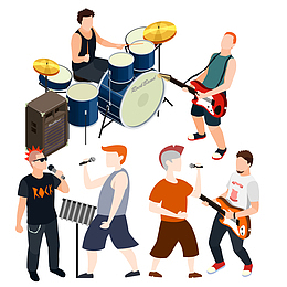 卡通乐队高清透明图片