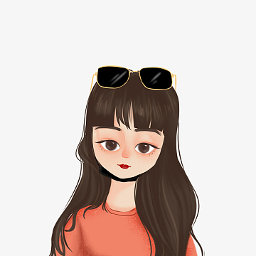 手绘卡通戴眼镜女孩