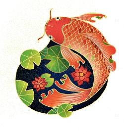 中国风国潮鲤鱼荷花池塘年年有鱼插画元素