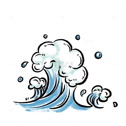 海浪浪花手绘涂鸦小清新水彩国潮