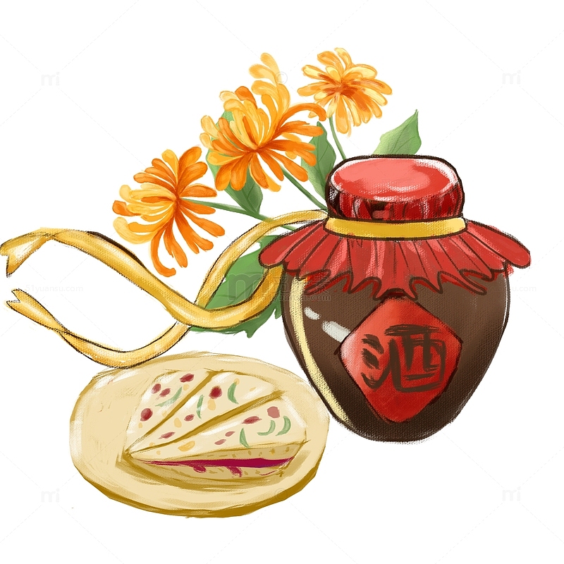 重阳节重阳糕点重阳酒和菊花