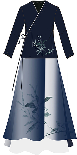 手绘古风汉服服装