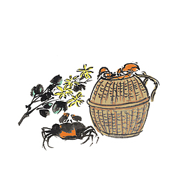 蟹笼螃蟹手绘