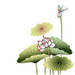 中国风水墨荷花免扣元素