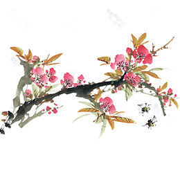 中国风水墨梅花枝头免扣元素